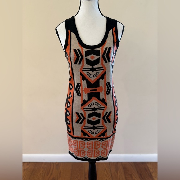 T/O Dresses & Skirts - T/O Sleeveless Aztec print sweater dress